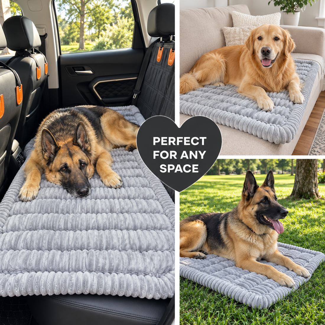 Gray car seat cover with orange straps on a car seat