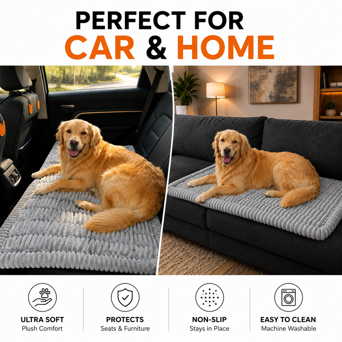 Thickened Dog Bed for Car Back Seat & Couch