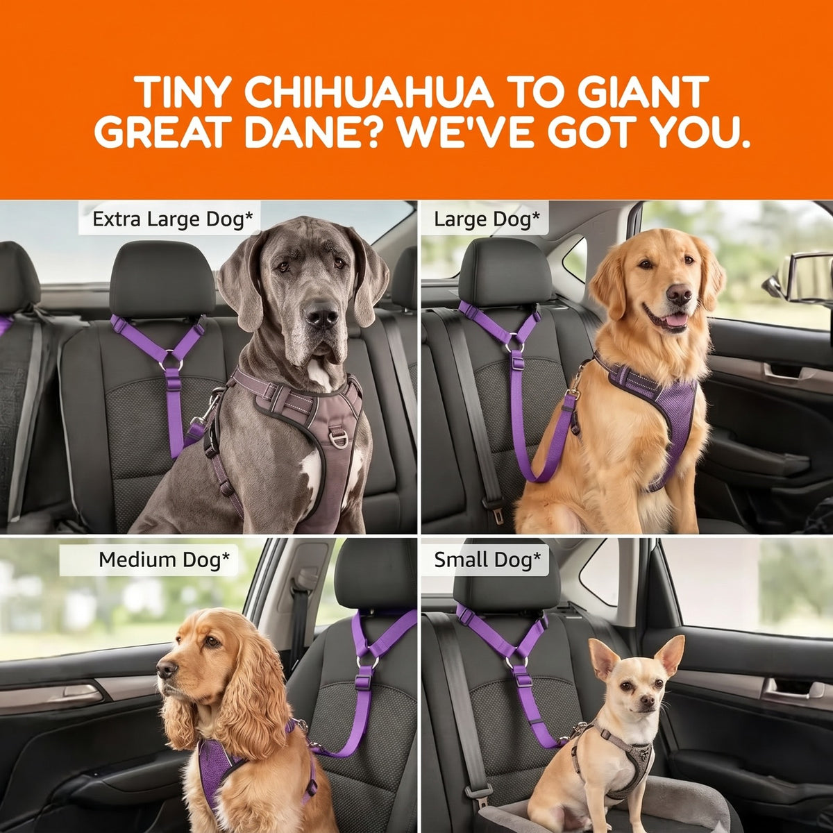 2 Pack Adjustable Headrest Car Dog Safety Seatbelts